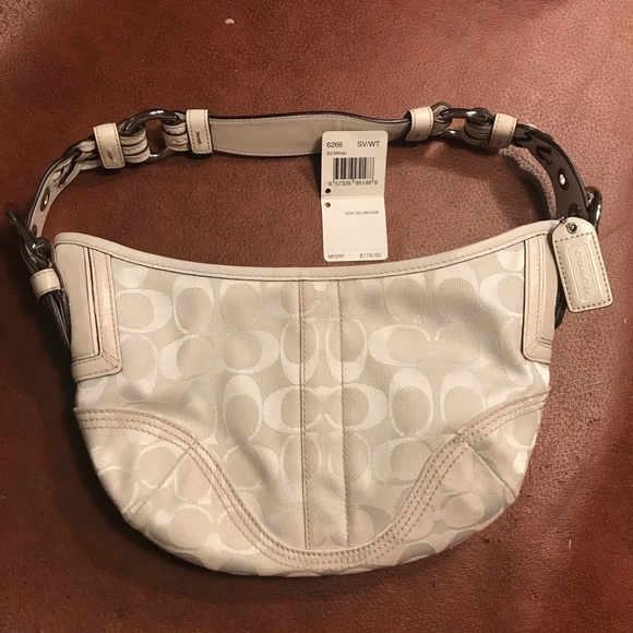Coach Signature White Hobo - Picture 2 of 3